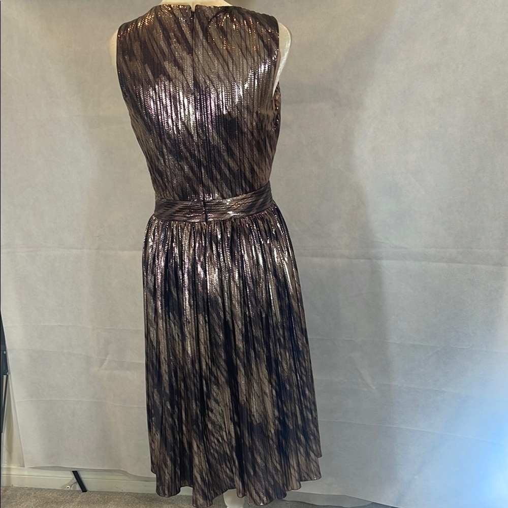 Gold and Brown Embellished A-Line Cocktail Dress - Picture 6 of 10